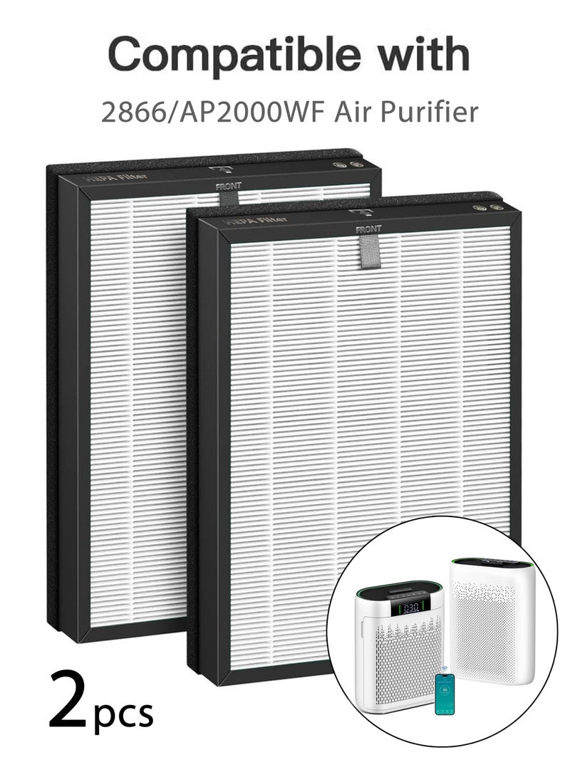 2pack replacement filter cartridges, compatible with DIYANOO 2866/DIYANOO AP2000WF/IBSUN ZY2866 air purifiers, and compatible with all 2866 model air purifiers on the market.  Suitable as replacement filters for air purifiers in large rooms at home. - Image 1